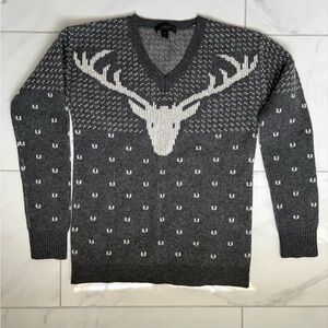 J. Crew 100% Wool Reindeer Sweater, Christmas, Holiday, XS